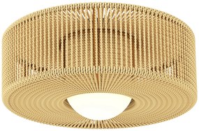 HOMCOM Candeeiro de Teto com Lâmpada LED G9 20W 3000 K Candeeiro de Teto Boémio com Ecrã de Corda de Linho Ø30x16 cm Castanho Claro | Aosom Portugal