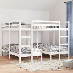 Beliche triplo 200x200/80x200 cm madeira de pinho maciça branco