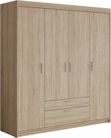 Roupeiro Novduni 107, Carvalho sonoma, 191x176x53cm, 136.5 kg, Portas para roupeiro: Com dobradiças, Número de prateleiras: 5, Número de prateleiras: 5