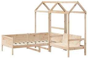 Conj. de sofá-cama e banco com telhado 80x200 cm pinho maciço