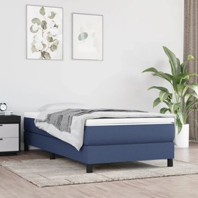 vidaXL Estrutura de cama com molas 90x200 cm tecido azul