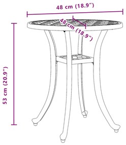 Mesa de jardim Ø48x53 cm alumínio fundido bronze