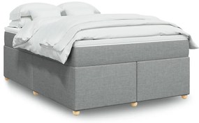 vidaXL Cama com molas/colchão 160x200 cm tecido cinzento-claro