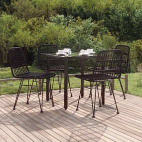 vidaXL 5 pcs conjunto de jantar p/ jardim vime PE preto