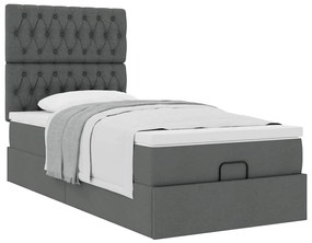 Estrutura cama otomana colchão 90x190 cm tecido cinzento escuro