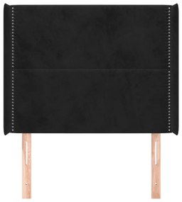 Cabeceira de cama c/ abas veludo 103x16x118/128 cm preto