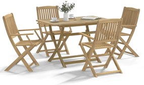 Conjunto de jantar p/ jardim 5 pcs madeira de acácia maciça