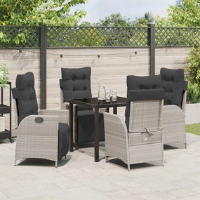 Conjunto de Jantar de Jardim de 5 Peças Cinza Claro em Rattan PE