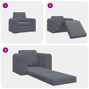 Sofá-Cama 2-em-1 Cinza Escuro 98x71x83 cm Veludo