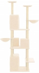 Árvore para gatos c/ postes arranhadores sisal 180 cm cor creme
