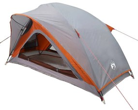 Tenda de campismo p/ 1 pessoa impermeável cinzento e laranja