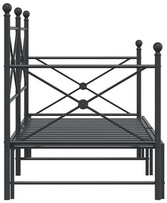 Cama de dia com gavetão sem colchão 75x190 cm aço preto