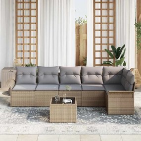 Conjunto de Sofá de Jardim de 7 Peças com Almofadas em Rattan Sintétic