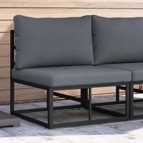 vidaXL Móveis para Exterior com almofada Preto Alumínio