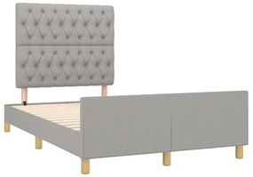Estrutura de cama sem colchão cinza claro tecido