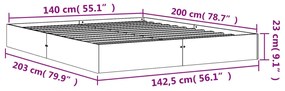 Estrutura de cama 140x200 cm madeira pinho maciça castanho cera