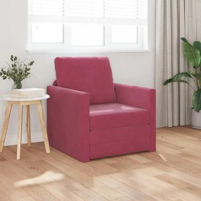 vidaXL Sofá-Cama Vinho Vermelho 74 x 77 x 81 cm Veludo
