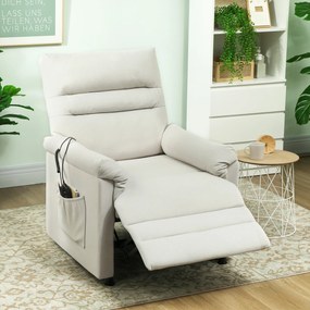 Poltrona relaxante elétrica com massagem e aquecimento, poltrona reclinável, apoio para os pés, motor silencioso, 82 x 99 x 106 cm, creme