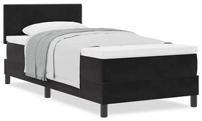 Cama Box Spring vidaXL com Colchão Preto Solteiro Veludo