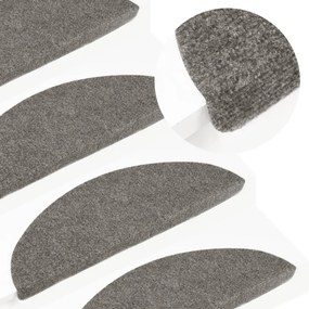 vidaXL Tapetes de escada adesivos 15 pcs 56x17x3 cm cinzento