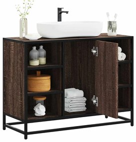 vidaXL Armário lavatório WC 80x33x60cm deriv.madeira carvalho castanho