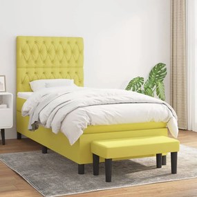 vidaXL Cama com molas/colchão 90x190 cm tecido verde-claro