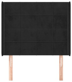 Cabeceira de cama c/ abas veludo 93x16x118/128 cm preto