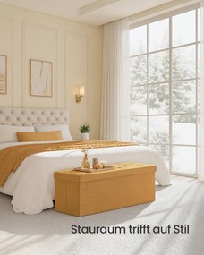 Banco com espaço de arrumação 38 x 110 x 38 cm amarelo gengibre