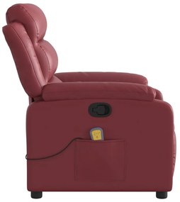 Poltrona massagens reclinável couro artificial vermelho tinto