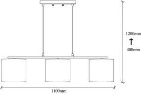 Candeeiro de Teto Valiz – Creme e Preto – 110 x 20 cm