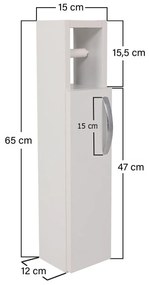 Armário de Casa de Banho Star – Branco – 15 cm x 65 cm x 12 cm
