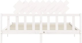 Estrutura cama Super King Size c/ cabeceira madeira branco