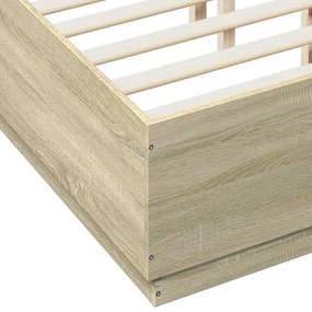 Estrutura de cama 135x190 cm derivados madeira carvalho sonoma