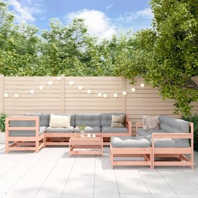 10 pcs conjunto lounge de jardim madeira de douglas maciça