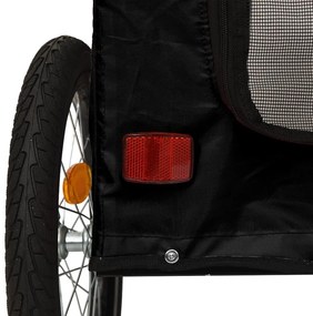 Reboque bicicleta p/ animais tecido oxford/ferro preto