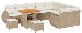 Conjunto de Sofá de Jardim com 12 Peças e Almofadas Bege em Rattan e P
