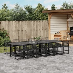 13 pcs conjunto de jantar p/jardim vime PE preto