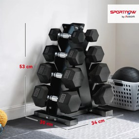 Conjunto de Halteres 2x2kg 2x5kg 2x8kg 2x10kg com Suporte de Armazenamento para Exercício Treino Preto