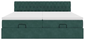 Estrutura de cama otomana com colchão verde escuro Veludo