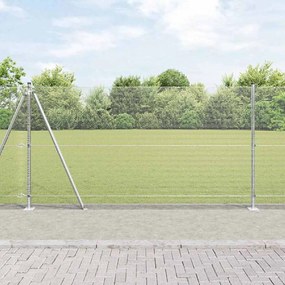 vidaXL Cerca de Arame Soldado com 7 Postes Flangeados 1,2 x 10 m Aço Galvanizado