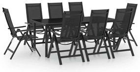 9 pcs conjunto de jantar para jardim alumínio antracite
