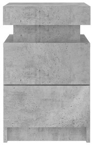 Mesa de cabeceira com luzes LED 35x39x55 cm cinzento-cimento