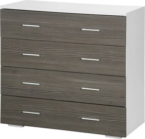 Cómoda com 4 Gavetas Moderna para Dormitório Corredor Sala de Estar 76x35x72 cm Cinzento e Branco