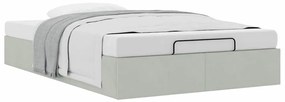 Otomano Bed Frame No Colchão Cinzento Claro 120x190 cm Veludo