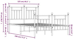 Estrutura de cama com cabeceira e pés 120x190 cm metal preto