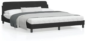 Estrutura de cama c/ cabeceira 180x200 cm veludo preto