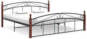 vidaXL Estrutura de cama 180x200cm metal/madeira carvalho maciça preto