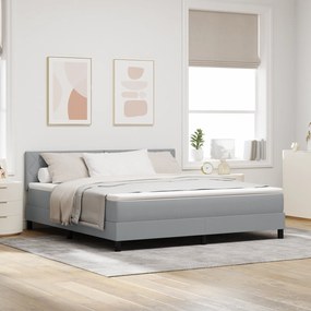 vidaXL Cama Box Spring da com Colchão &amp; LED Cinza Claro 180x200 cm Tecido