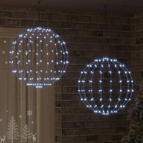 vidaXL Bola com 384 LEDs 2 pcs Branco frio 59,5 x 59,5 x 63 cm Metal
