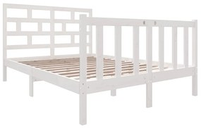 Estrutura de cama 140x190 cm madeira de pinho maciça branco